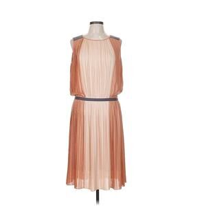 BCBGMAXARIA pink pleated midi dress with belt band